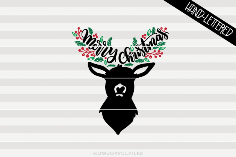 Download Free Merry Christmas Deer Head Silhouette Christmas Decor Svg Dxf Pdf Files Hand Drawn Lettered Cut File Graphic Overlay Download Free Svg Files Creative Fabrica PSD Mockup Template
