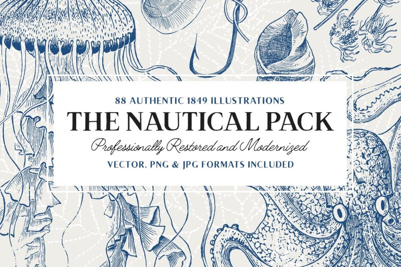 88 Vintage Nautical Illustrations By Tom Chalky | TheHungryJPEG