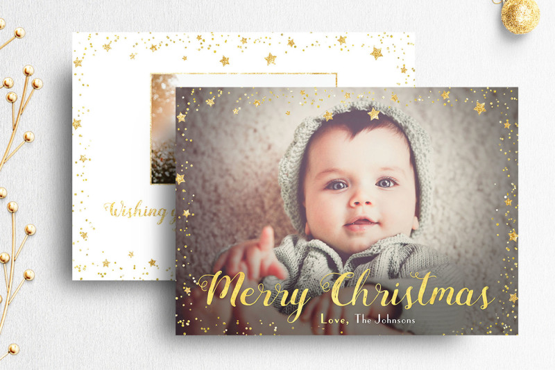 Christmas Card Template Photoshop By Nifty Fairy | TheHungryJPEG