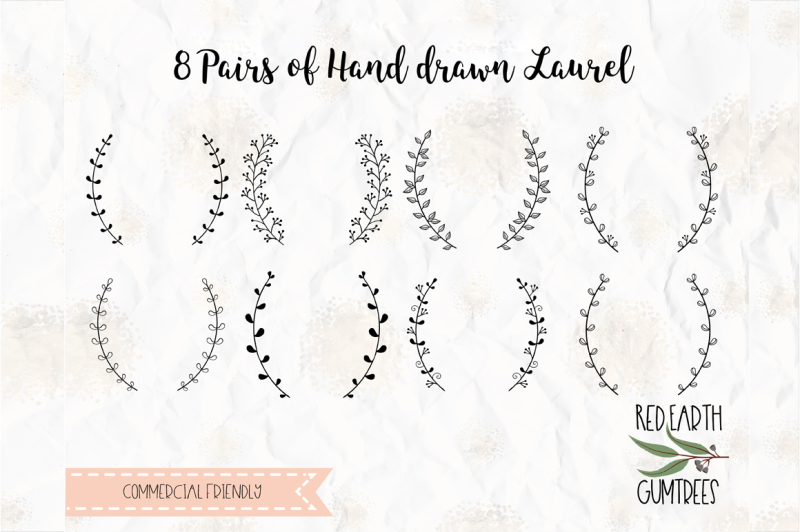 Download 8 Pairs Of Hand Drawn Laurel Leaves Cut File In Svg Dxf Png Pdf Eps By Svgbrewerydesigns Thehungryjpeg Com