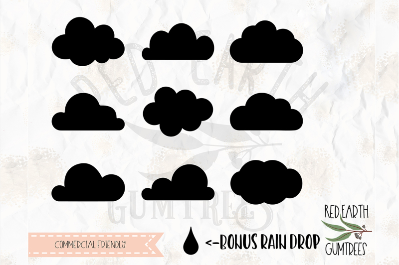 Free Clouds With Bonus Raindrop Cut File In Svg Eps Dxf Png Formats Crafter File