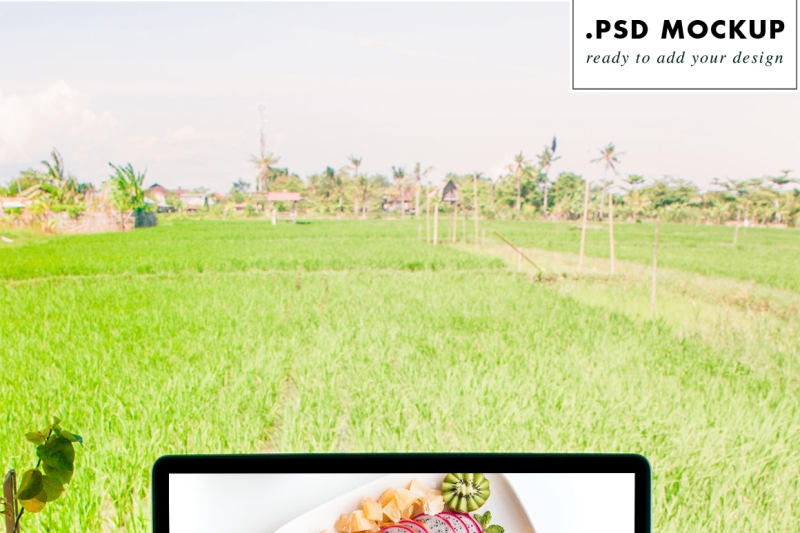 Computer Psd Mockup Working From Bali By Heartmade Thehungryjpeg Com