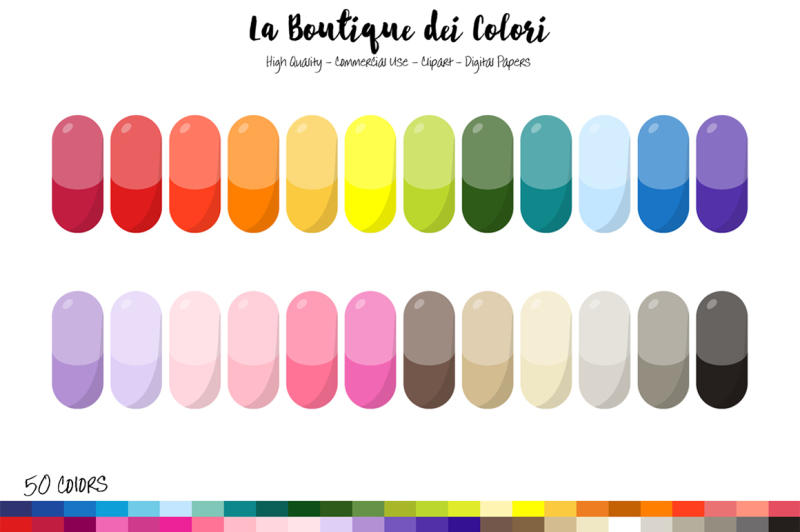 50 Rainbow Capsule Clip Art By La Boutique Dei Colori | TheHungryJPEG