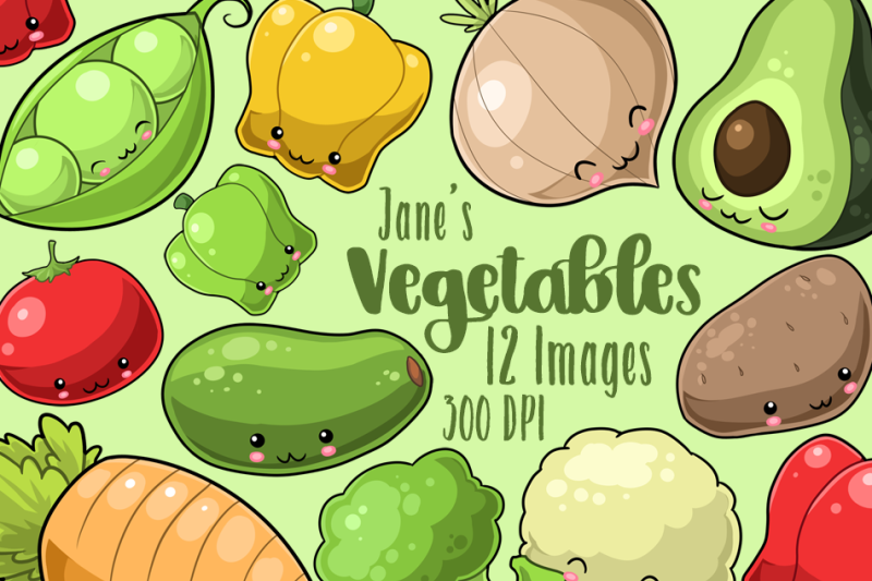 Kawaii Vegetables Clipart,Cute Vegetable Graphics,Cute Carrot,Potato Clipar...
