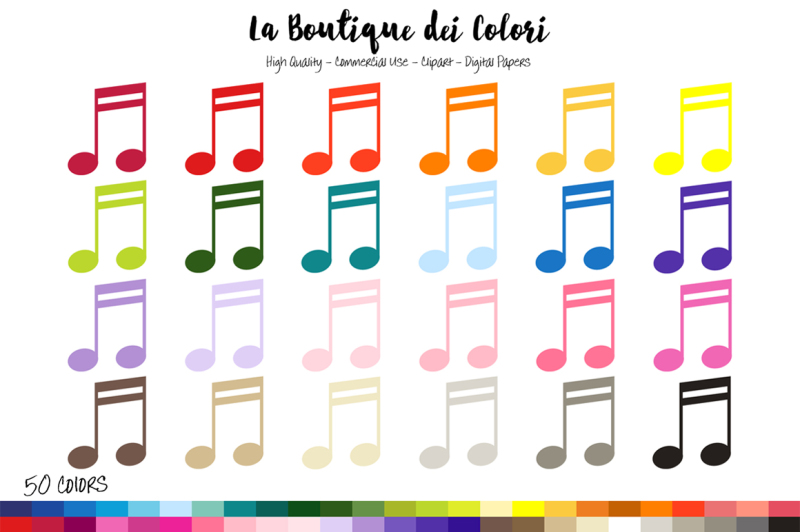 50 Rainbow Music Notes Clip Art By La Boutique Dei Colori | TheHungryJPEG