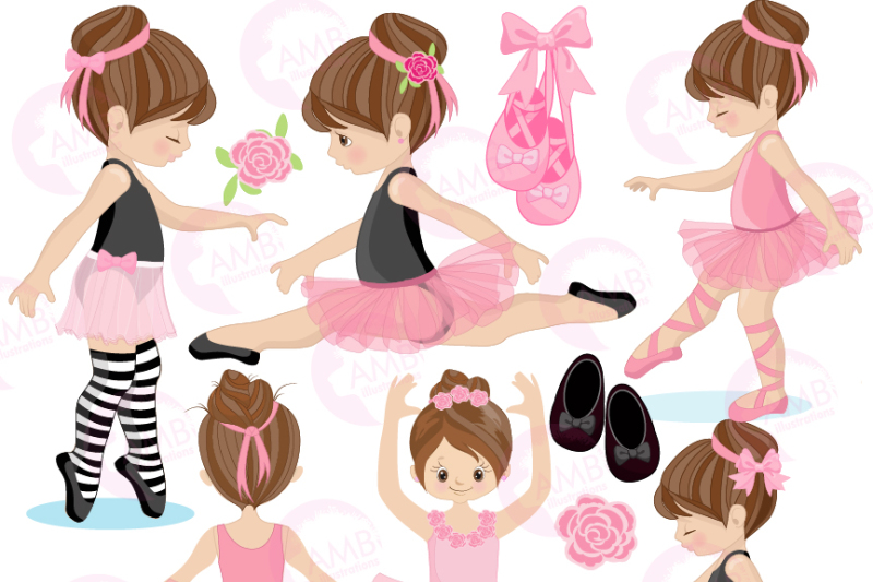 Ballerina clipart, Ballet clipart, pink ballerina, girl dancing, commercial  use, instant download, AMB-1306 By AMBillustrations