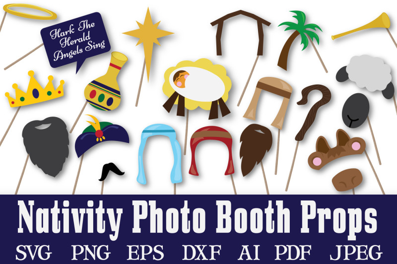 Download Christmas Nativity Photo Booth Props Svg Cut File Dxf Png Jpeg Pdf Eps Ai SVG Cut Files