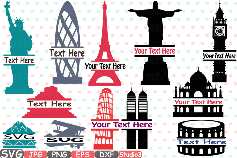 Download Split World Landmarks SVG Silhouette travel City Buildings ...