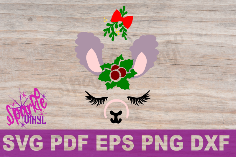 Download Svg Christmas Llama face with holly and mistletoe ...