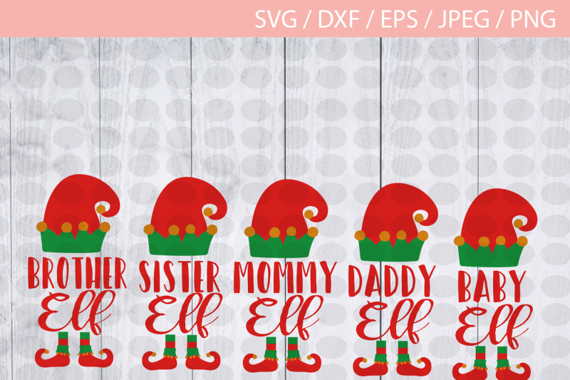 Download Elf Family SVG DXF Cut File, Elf Christmas Vector, daddy Elf Mama, Elf Baby, Elf Svg Cut File ...