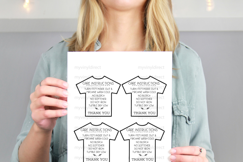 Download TShirt Care Instructions Printable PDF File By My Vinyl Direct | TheHungryJPEG.com