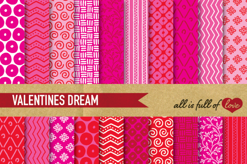 Download Free Hand Draw Valentines Digital Paper Pack: Dream Collection Crafter File