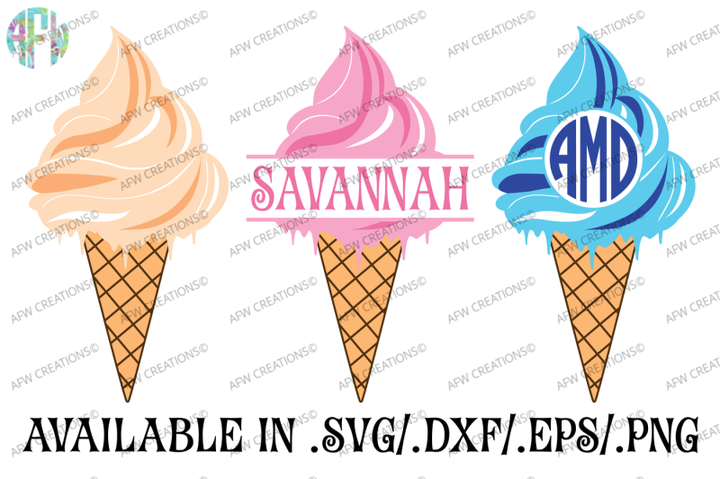 Download Ice Cream Cone - SVG, DXF, EPS Cut Files By AFW Designs ...