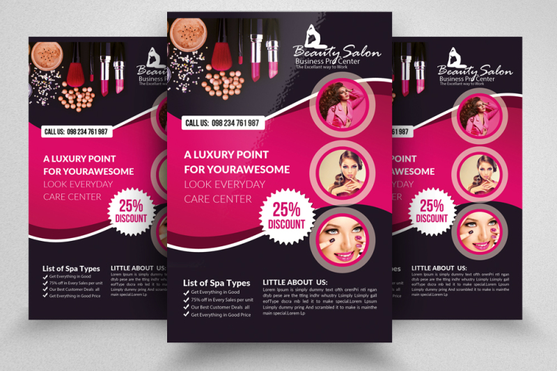 Beauty Salon Flyer Template By Designhub | TheHungryJPEG