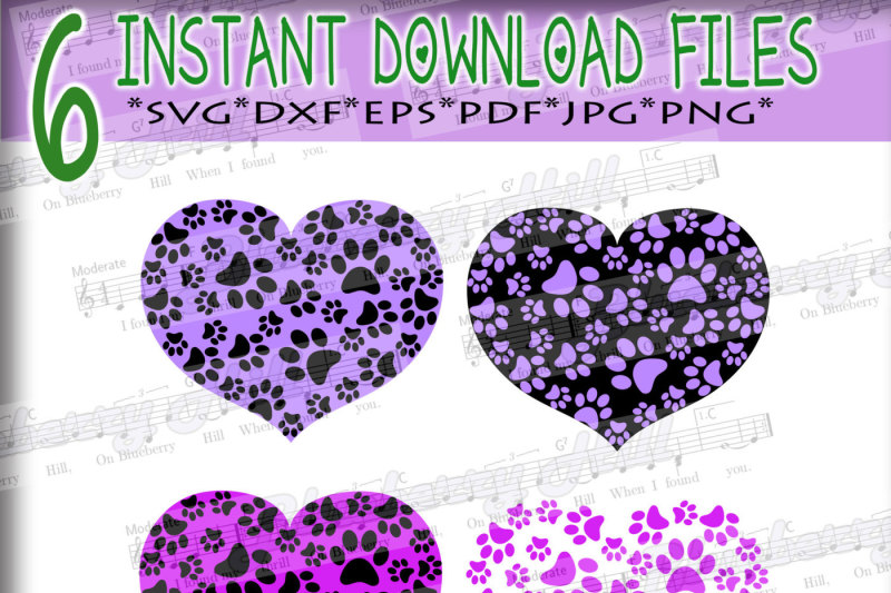 Download Free Paw Prints Pattern With Heart Paws Print Heart Paw Print Svg Paw Crafter File Free Svg Files Funny Girls Holidays Halloween SVG, PNG, EPS, DXF File