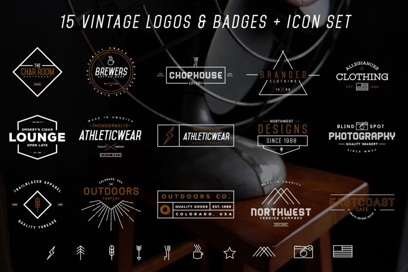 Vintage Logos & Icons Bundle By Flycatcher Design | TheHungryJPEG