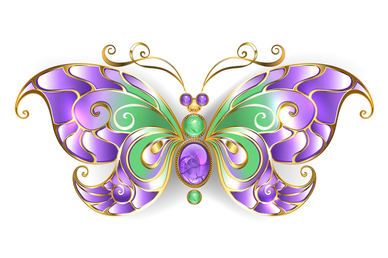 Gold Butterfly with Amethyst By blackmoon9 | TheHungryJPEG