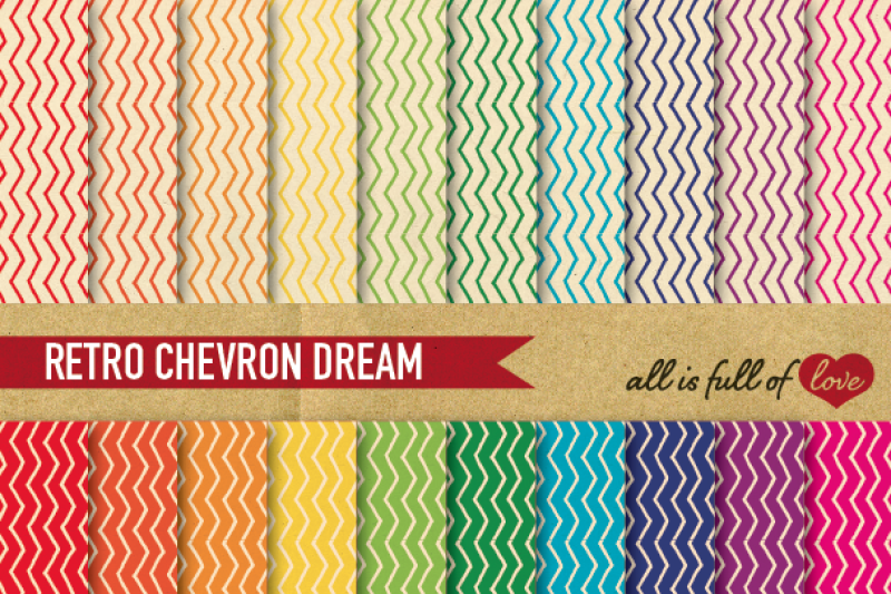 Download Free Vintage Hand Draw Chevron Digital Paper Rainbow Crafter File