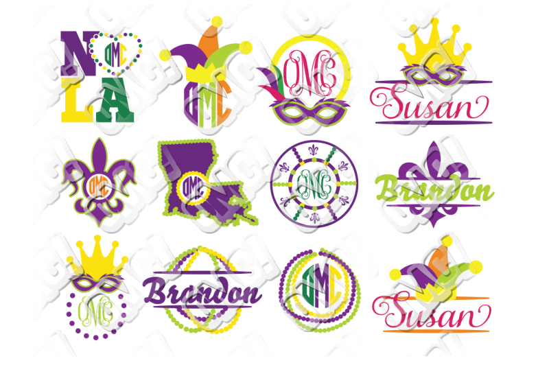 Download Free Mardi Gras Monogram Frames Svg Bundle Crafter File