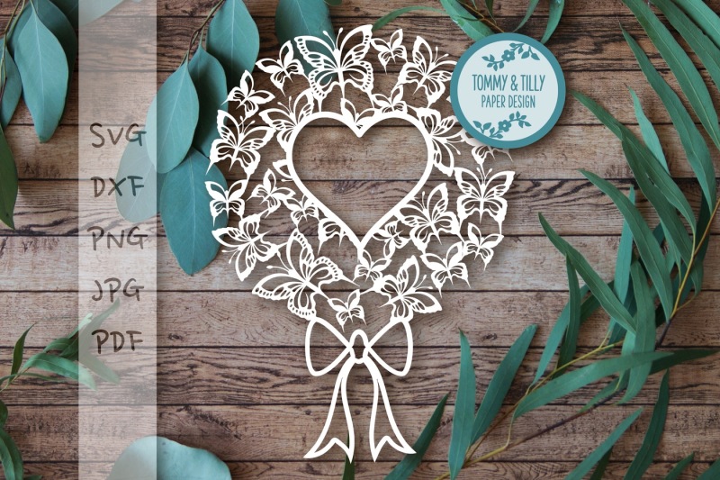 Download Free Blank Heart Butterfly Bouquet Svg Dxg Png Pdf Jpg Crafter File Free Svg Files For Cricut Silhouette