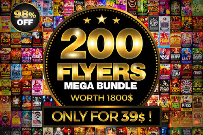200 Flyer Templates Bundle 98 Off By Xtremeflyers Thehungryjpeg Com