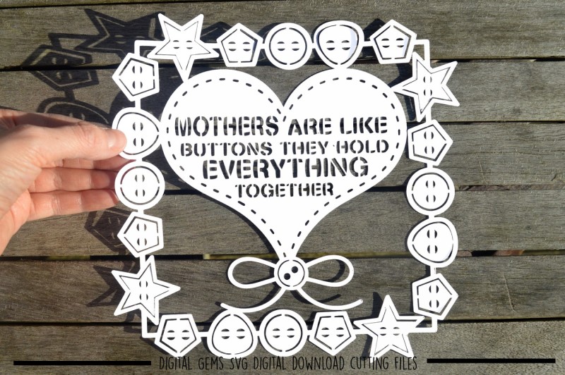 Download Free Mothers are like buttons paper cut SVG / DXF / EPS ...