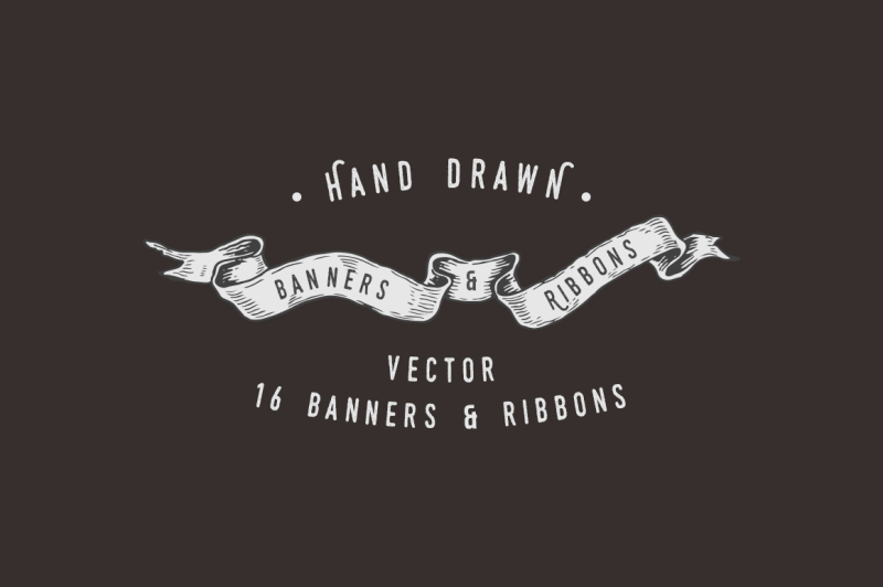 Download Vintage Hand Drawn Banners Ribbons By Weape Design Thehungryjpeg Com