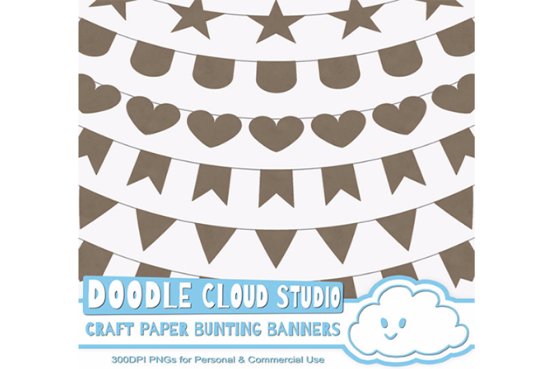 Kraft Paper Bunting Banners Cliparts Wrapping Paper Texture Flags By Doodle Cloud Studio Thehungryjpeg Com