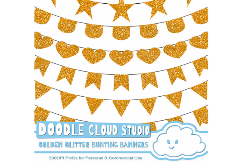 Golden Glitters Bunting Banners Cliparts Gold Glitter Texture