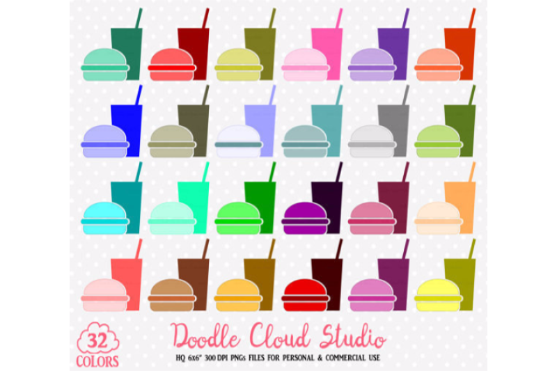 32 Fast Food Clipart Colorful Take Away Restaurant Burger Soda Stamps By Doodle Cloud Studio Thehungryjpeg Com