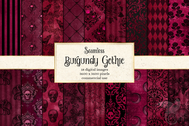 Burgundy Gothic Digital Paper By Digital Curio | TheHungryJPEG