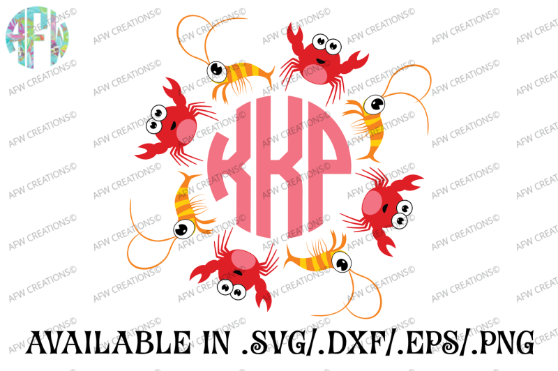 Free Crab Shrimp Monogram Svg Dxf Eps Svg Free Svg File Stock