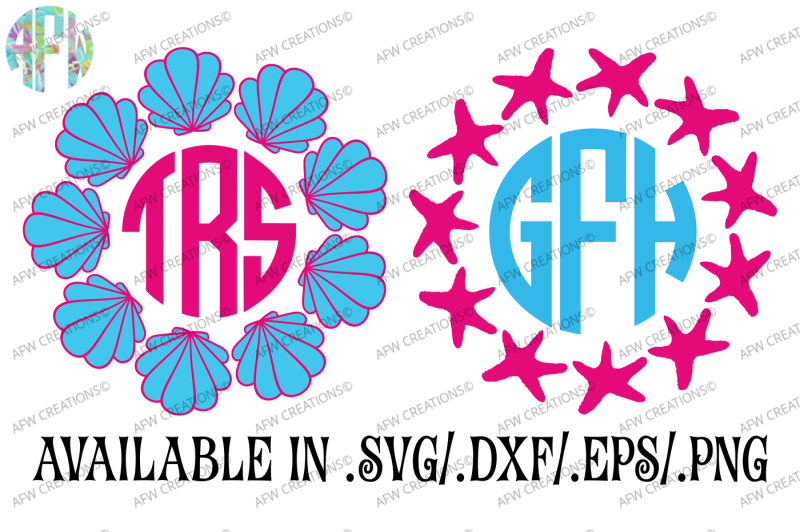 Download Free Seashell Starfish Monograms Svg Dxf Eps Cut Files Crafter File Free Templates Svg Cut Files