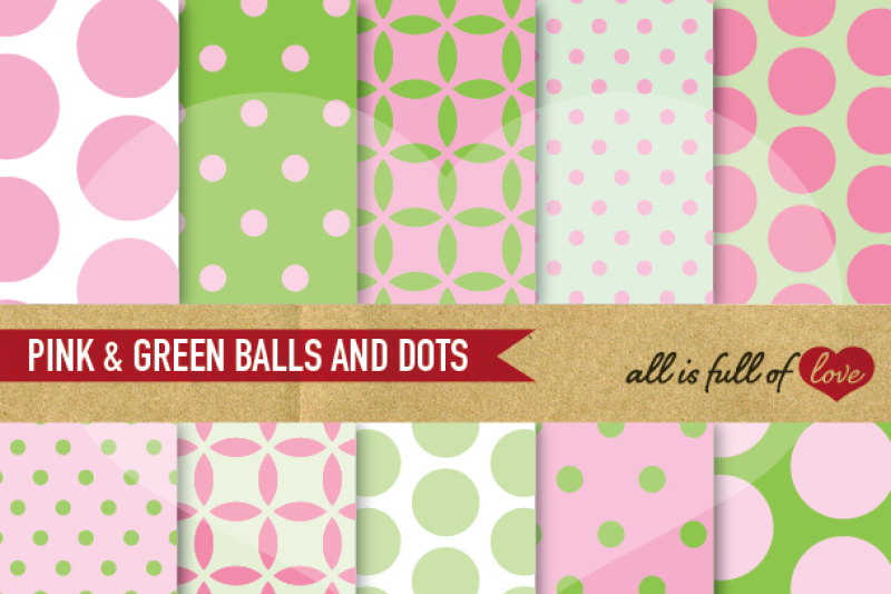 Download Free Pink Green Backgrounds Balls And Dots Digital Paper Pack Spring Crafter File