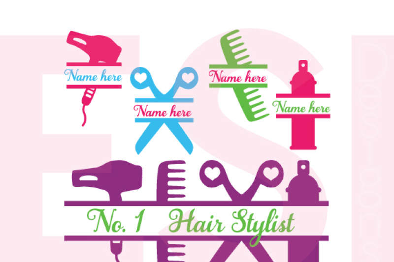 Hair Stylist Split Designs Hairdresser Svg Dxf Eps Cutting Files By Esi Designs Thehungryjpeg Com