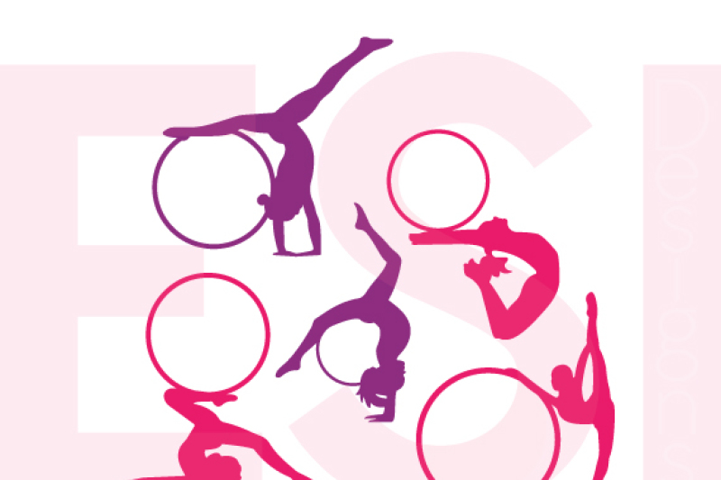 Gymnast Silhouettes With Circle For A Monogram Svg Dxf Png Eps Cutting Files By Esi Designs Thehungryjpeg Com