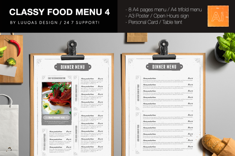 Cly Food Menu 4 Ilrator Template By Luuqas Design Cly Food Menu 4 Ilrator Template By Luuqas Design Thehungryjpeg