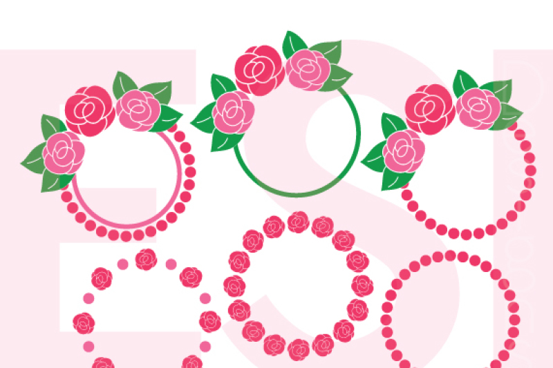 Download Free Rose Flower Circle Monogram Frames Svg Dxf Eps And Png Cutting Files Crafter File Free Svg Files For Cutting Machine SVG, PNG, EPS, DXF File