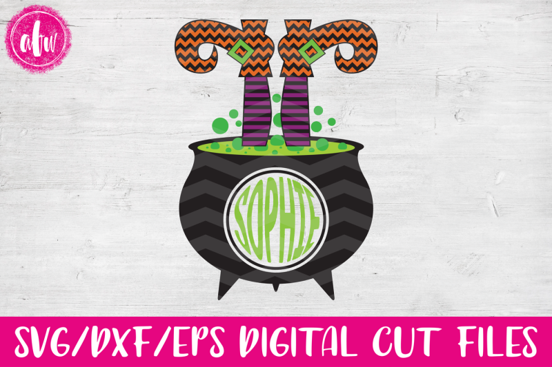 Download Free Witch Monogram Legs In Cauldron Svg Dxf Eps Cut File ...