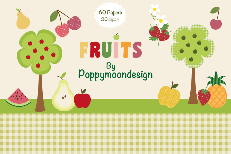 Download Free Fruits Paper And Clipart Set Crafter File Free Psd Mockup Tshirt And More PSD Mockup Templates