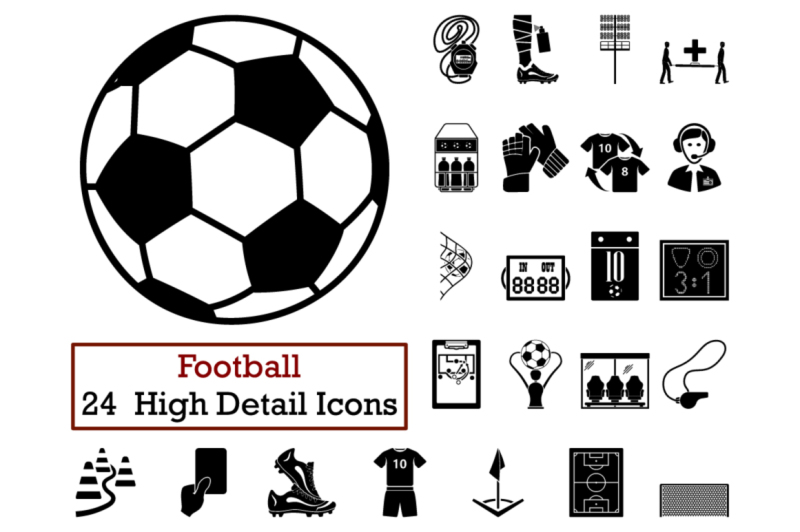 Set of 24 Football Icons By Angelp TheHungryJPEG