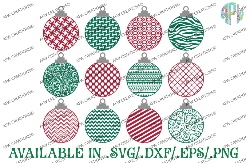 Patterned Ornaments - SVG, DXF, EPS Cut Files By AFW Designs ...