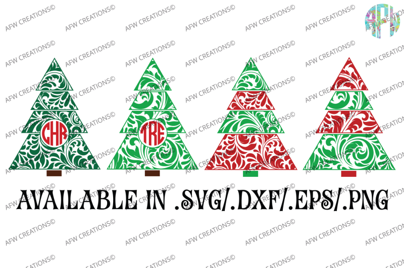 Free Swirl Christmas Trees Svg Dxf Eps Cut Files Crafter ...