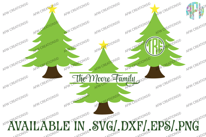 Download Split & Monogram Christmas Trees - SVG, DXF, EPS Cut Files By AFW Designs | TheHungryJPEG.com