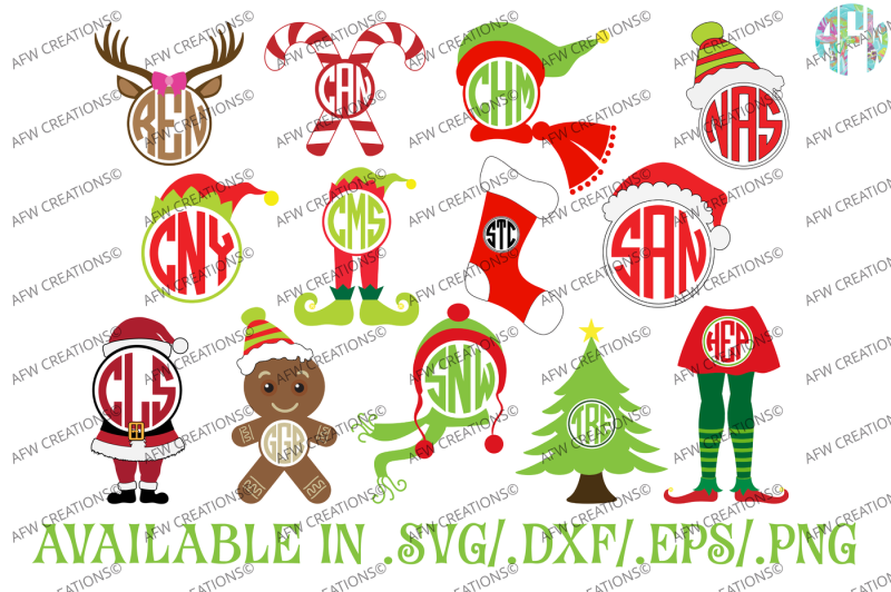 Download Christmas Monogram Set - SVG, DXF, EPS Cut Files By AFW ...