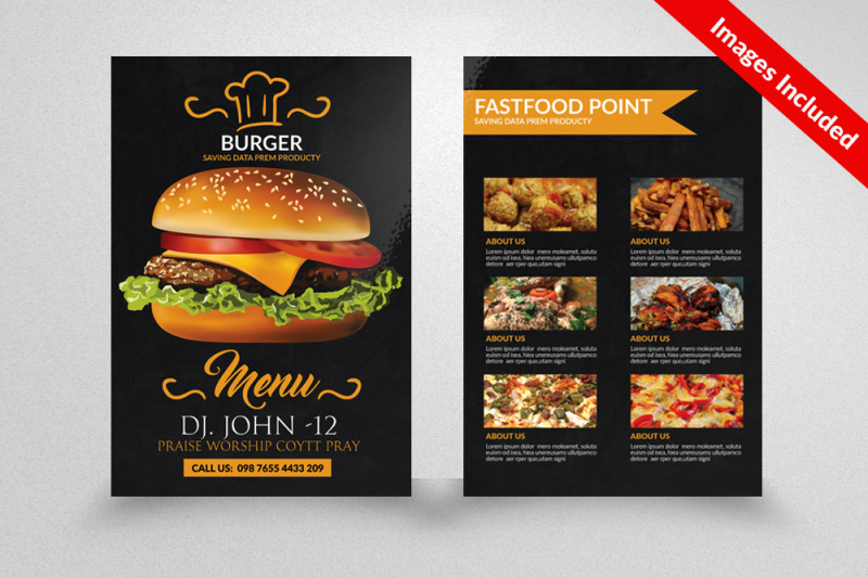 Double Sided Fast Food Burger Flyer By Designhub | TheHungryJPEG