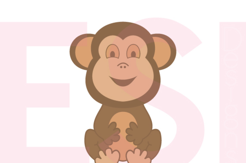 Baby Monkey Sitting Svg Dxf Eps Cutting Files By Esi Designs Thehungryjpeg Com