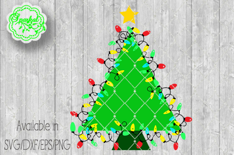 Christmas Tree With Lights Svg Eps Dxf Png By Sparkal Designs Thehungryjpeg Com