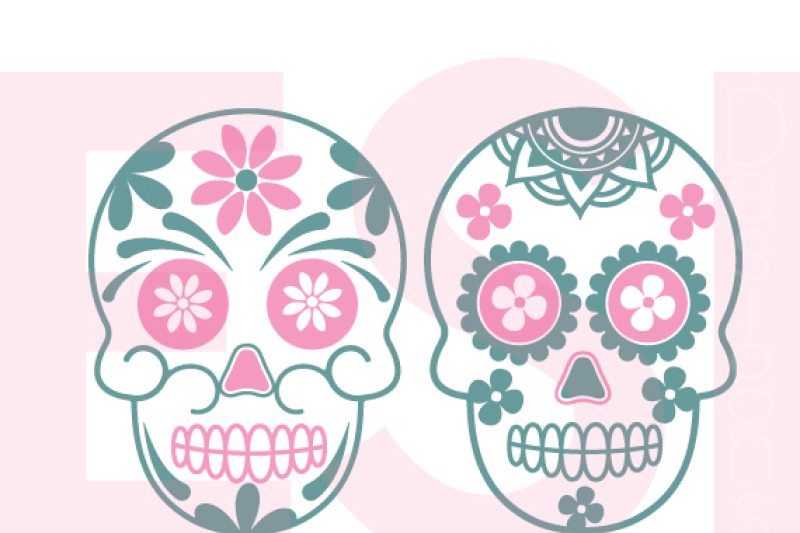 Sugar skulls - SVG file Cutting File Clipart in Svg, Eps, Dxf, Png