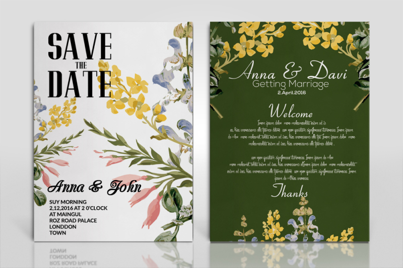 Flowery Invitation Flyer Bundle By Designhub | TheHungryJPEG.com